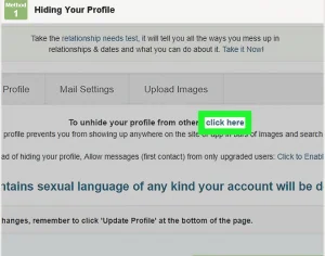 To Unhide Your Profile Choose Other Click Here Option