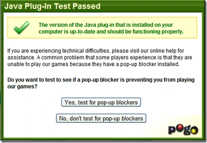 Pop Up Blocker test with Java plugin