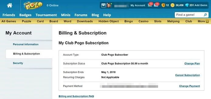 click the Billing and Subscription name